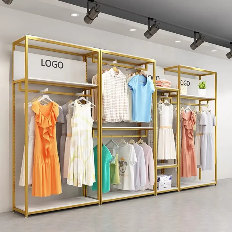 Tutto il negozio di Interior Design negozio di abbigliamento mobili 2 livelli da donna espositore in metallo scaffale per abbigliamento per Boutique