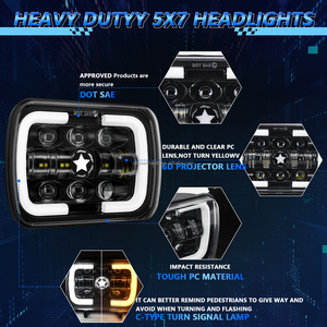 ไฟหน้า LED 5 "x 7" 7 "x 6" 5ชุดไฟหน้า H6054 dot SAE ป้องกันแสงสะท้อน DRL สัญญาณเลี้ยว hi/ ไฟต่ำสำหรับ JEEP GMC Dodge - Product Image 3