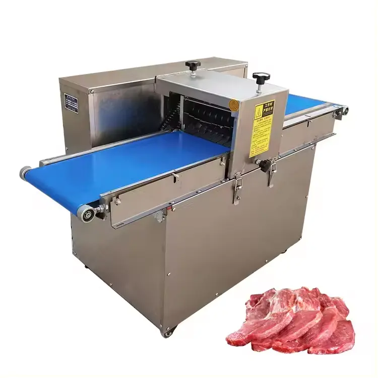 ماكينة تقطيع وتقطيع شرائح اللحوم الصغيرة الأوتوماتيكية، آلة تقطيع اللحوم الطازجة المجمدة ومقطوعة من صدر الدجاج وللحوم البقر والخنازير