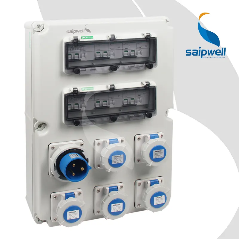 SAIPWELL-caja de toma de corriente eléctrica impermeable, caja de distribución de energía