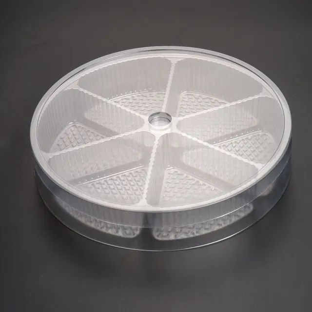 Plastic Tray with Dividers Disposable Round 5 Compartments Food Plastic Fruit Tray With Lid