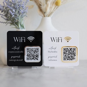 Custom 5&quot;x5&quot; Plastic Wifi QR <strong>Code</strong> with Base Acrylic Wifi Sign Scan for Wifi for Guests Shop Decoration Ideas Travel Agency - Product Image 1