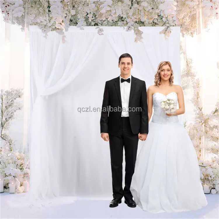 Rideau de gaze de mariage, accessoires de mariage, double rideau de gaze flottant, scène d'anniversaire, diffusion en direct, rideau de décoration murale