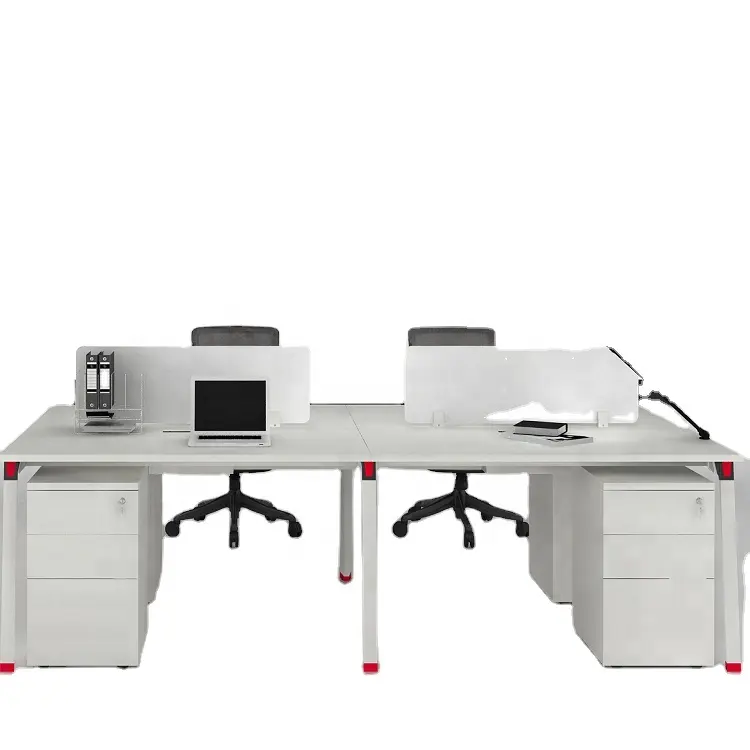 4 אדם משרד עבודה ספסל עבודה מודולרי מחשב תחנת עבודה תחנת עבודה תחנת שולחן מחיצה עם מחשבים ניידים ניידים