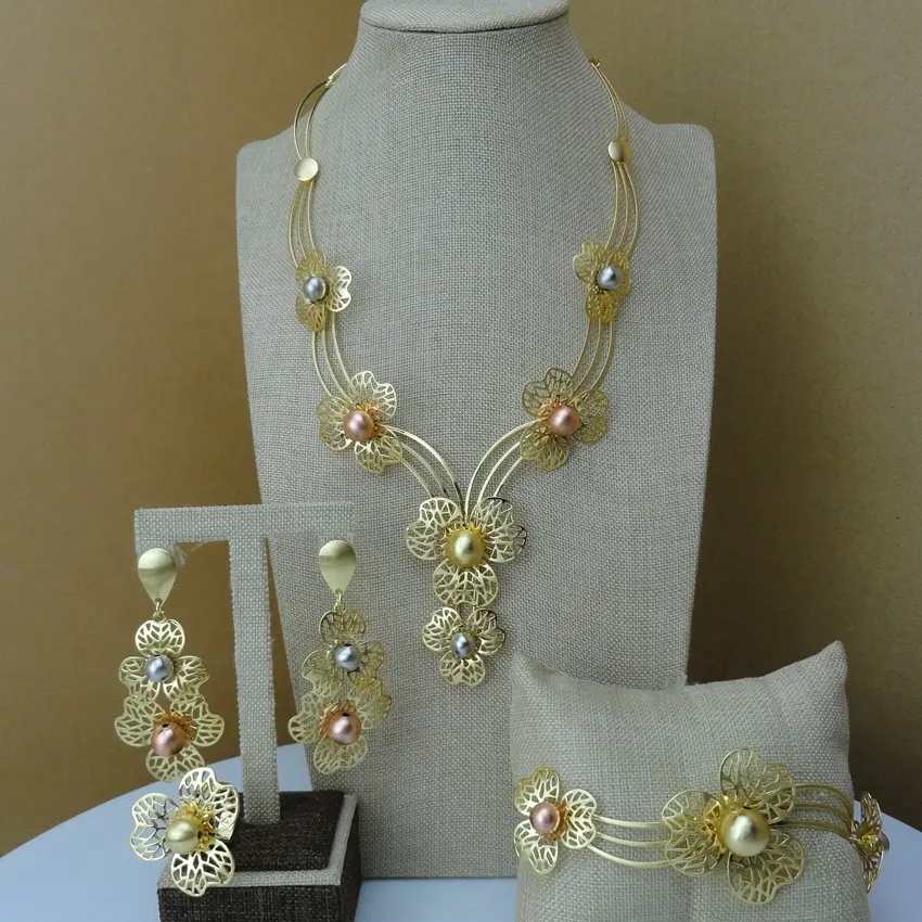 Design de moda com flor fhk7240, joias banhadas a ouro elegante