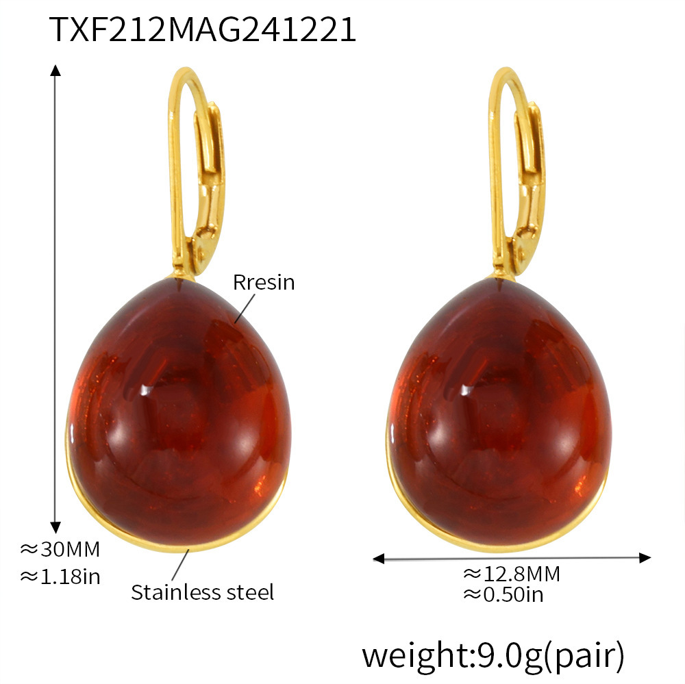 TXF212-dark red resin earrings