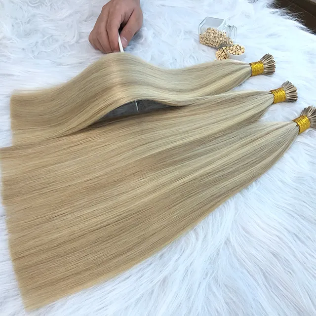 I-tip-extensiones de cabello italiano prepegado con doble punta, cabello humano de queratina virgen, venta al por mayor