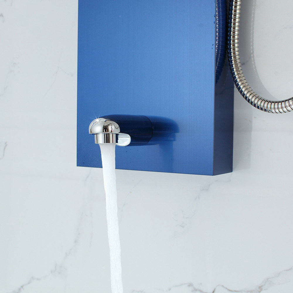 Modern Style Bathroom Hardware Wall Mounted Blue Brushed Stainless Steel Shower Panel