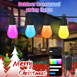 スマートAPP制御RGB LEDストリングライト防水屋外ソーラーS14電球12V WiFiホーム装飾ストリングライト住宅 - Product Image 2