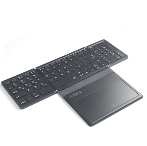 Folding <strong>Keyboard</strong> With Touchpad Mice Smart Connect Ios Android Wins for Ipad Mac Bt <strong>Wireless</strong> <strong>Keyboards</strong> Leather Case Mini Keypad - Product Image 3