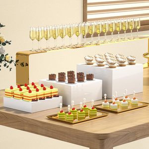 Set of 3 Acrylic Buffet Risers, Food <strong>Display</strong> Risers for Party Wedding Brunch, White Acrylic <strong>Cube</strong> Nesting Risers Stands - Product Image 6