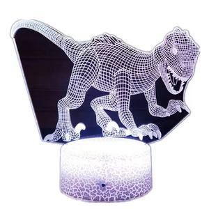 Dinozor serisi renkli 3D gece lambası dokunmatik uzaktan kumanda LED yaratıcı noel hediyesi 3D masa lambası - Product Image 3
