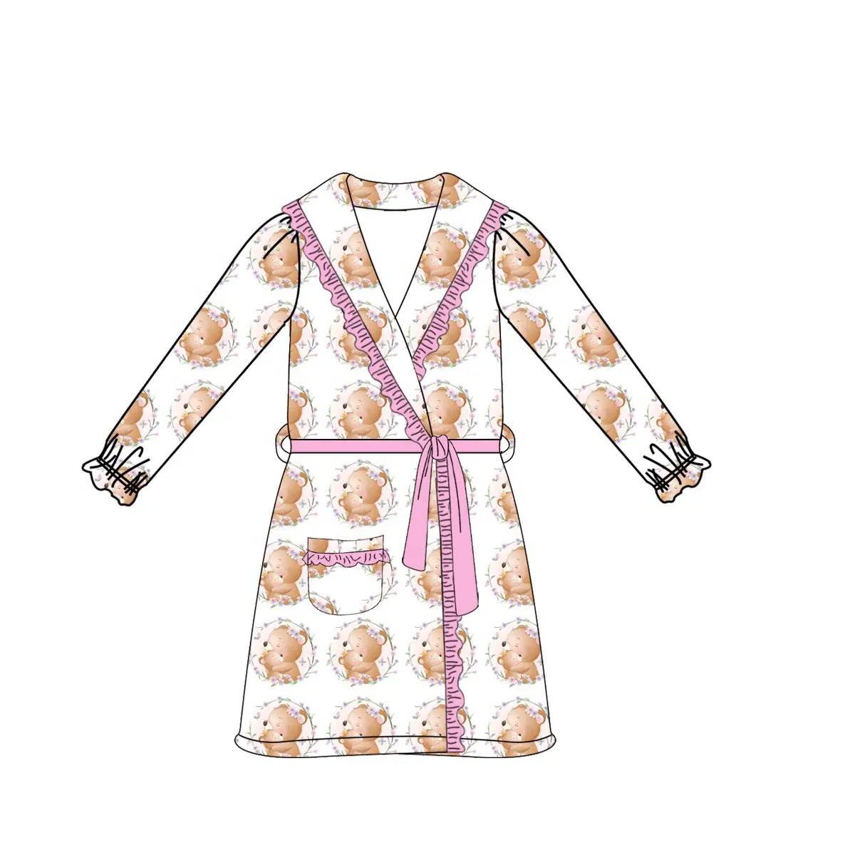 Toddler Girls Clothing Sets Boutique Causal Manga Longa Bebê Smocked Vestido Crianças Pijama Inverno Outfits