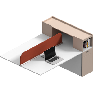 Escritorio de oficina moderno de una plaza de madera con armario lateral para espacios de trabajo contemporáneos - Product Image 4