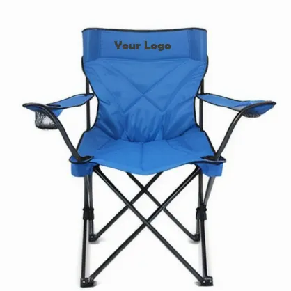 Lumbar Back Padded Camping Travel Chair Folding Kids Chair Metal Camping Portable Lawn Chair Beach Foldable