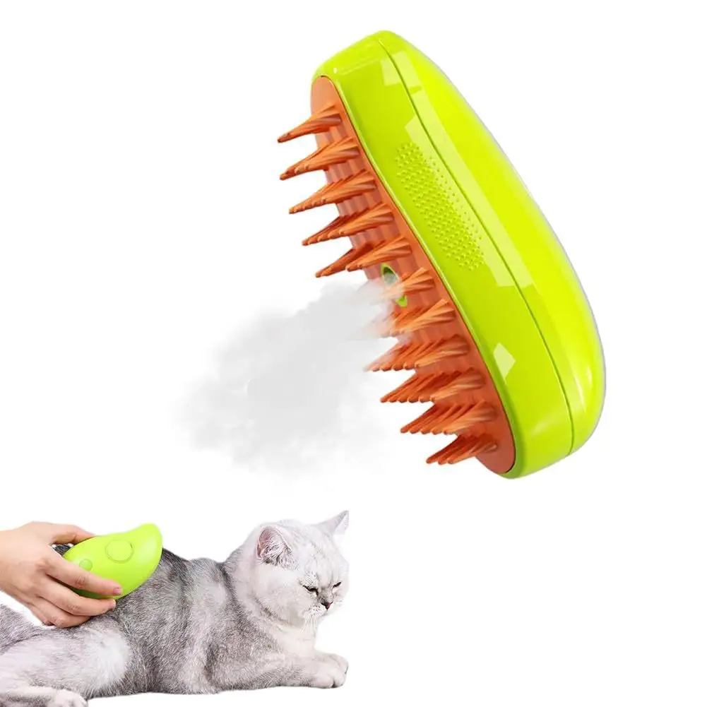 Nieuwe Huisdierenborstel 3 In1 Kattenborstel Elektrische Spray Ontharing Kam Één Knop Spray Anti Vliegende Haar Massage Kam Voor Huisdier Kat