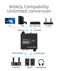 Igital a nalog onverter 192kHz upupupupupports oluolume control igigital oaxial axial Ito to a nnalog tereo/R 3,5mm ACK udio - Product Image 3