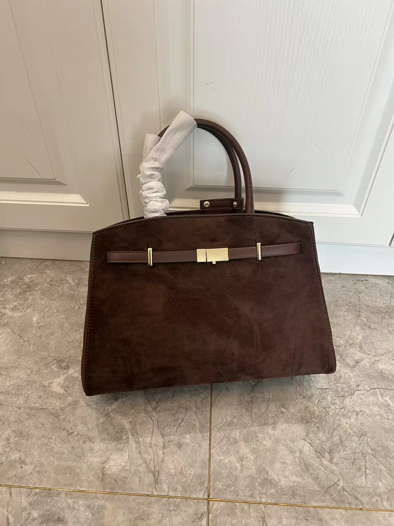 Coffee-colored suede