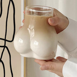 Ilginç seksi sevimli popo 450ML cam bardak Modern INS tarzı kişiselleştirilmiş buzlu Americano Latte kahve çay süt bardak partiler için - Product Image 2