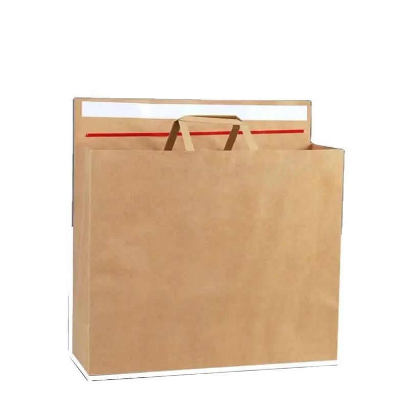 Коричневый или белый Высококачественный крафт-бумажный пакет с самоклеящейся ручкой, портативный, Лидер продаж, бумажный пакет для носков/одежды