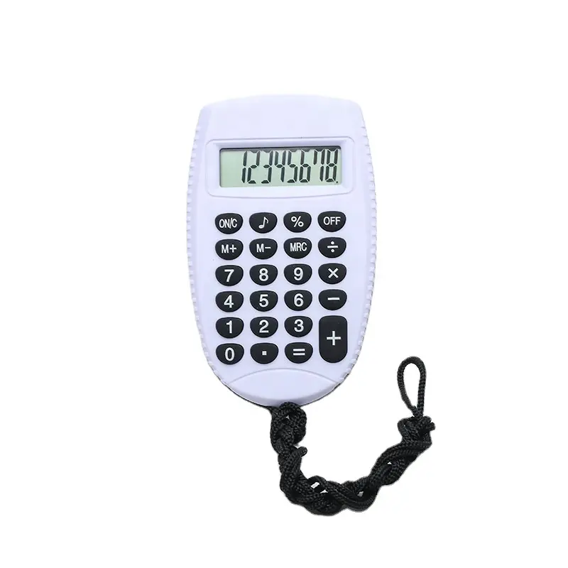 Copllent tragbarer kleiner handlicher einfacher Taschenrechner 8 Bit digitaler Taschenrechner Seil Silikon-Schlüssel Prüfung spezieller elektronischer Taschenrechner