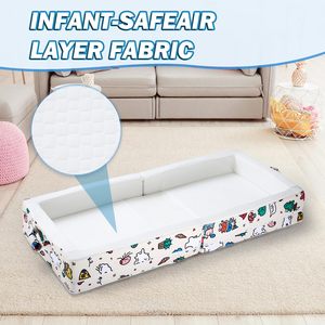 Đấu thầu vui tươi nhà máy tùy chỉnh Toddler du lịch giường có thể gập lại mềm bọt sàn cũi với không khí lớp vải và an toàn đường ray - Product Image 2