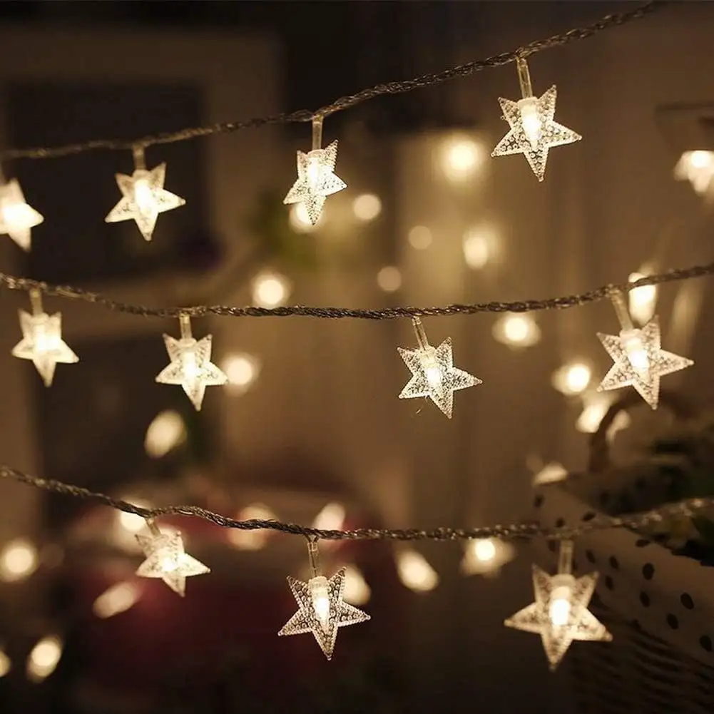 LED Star String Lights 2M 3M 5M 6 m10m luci per tende con decorazione per albero di natale per feste al coperto