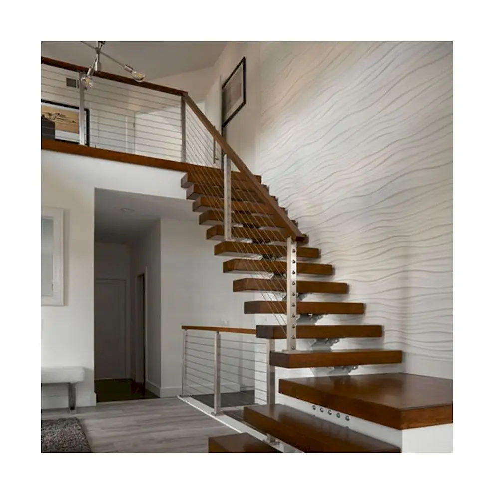 CBDMART Barandilla de escalera de vidrio de diseño simple para ESCALERAS DE HIERRO Barandilla Escalera de madera interior