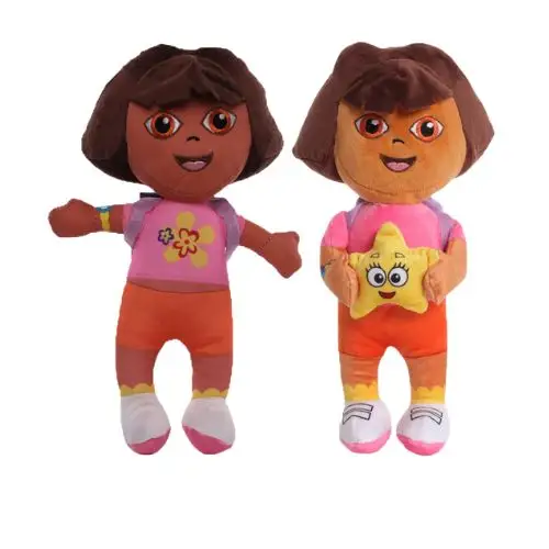 Brinquedos de pelúcia personalizados de 30 cm, brinquedos macios para crianças, boneca de pelúcia exploradora Dora, boneca de pelúcia macia com estrela e mochila, atacado