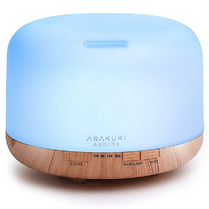 เครื่องกระจายน้ำมันหอมระเหยอโรมาเธอราพีขนาด500มล. สำหรับห้องนอนโรงแรมห้องนอนไม้ไฟ LED 7หลอดแบบพกพาสำหรับบ้านเครื่องทำความชื้นแบบอัลตราโซนิก - Product Image 1