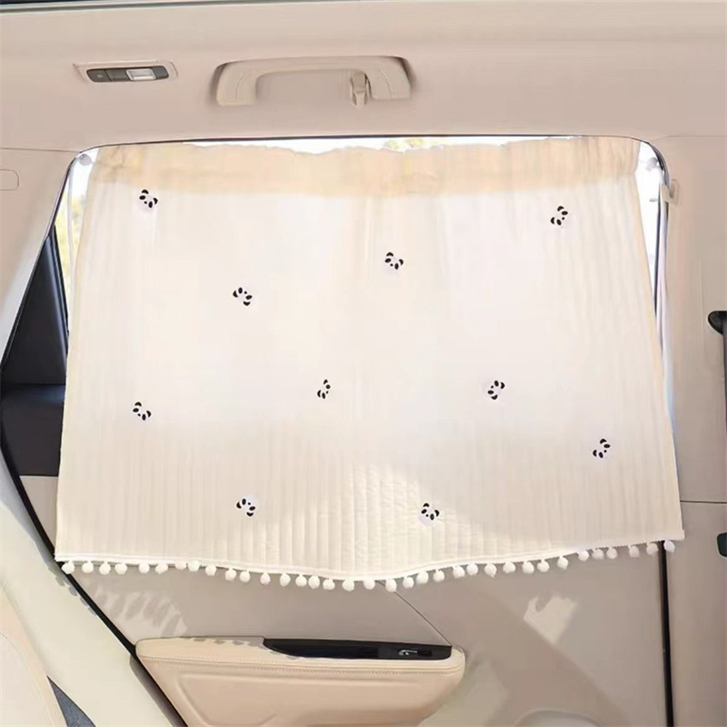 Quilted Pom-pom Embroidered Panda Curtain