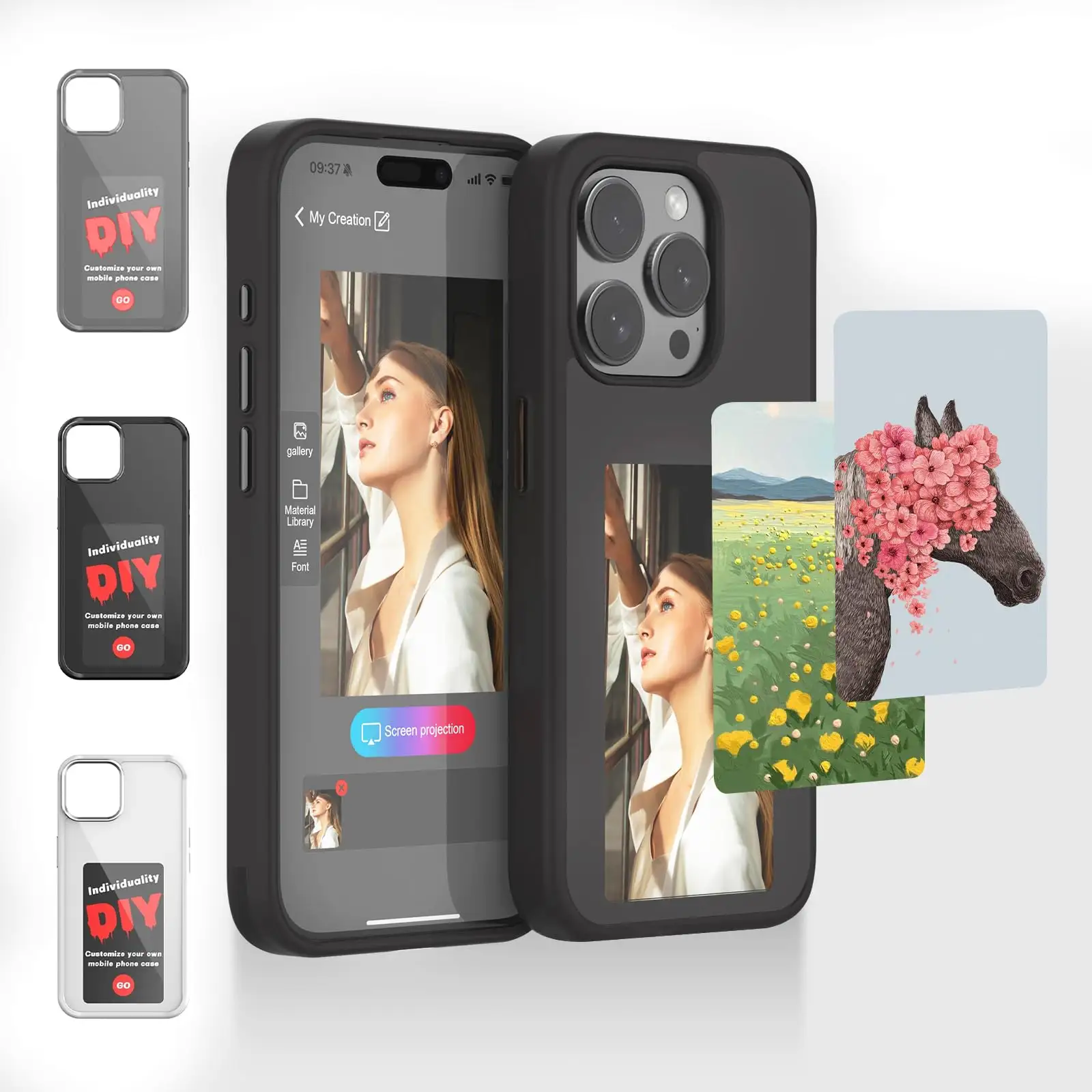 Hot Smart Photo Rear Projection DIY phone Case E-Ink Phone Case Instantly Display Photos On The Ink Screen Back Cover