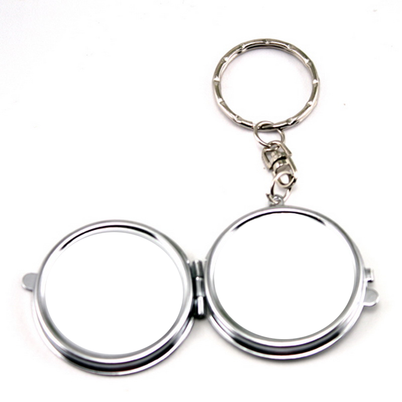 Round keychain mirror