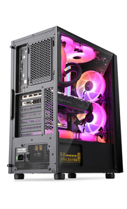 カラーランプコンピュータケースコンピュータケースキャビネット冷却CPUシャシーカラー強化ガラスファン付き - Product Image 2