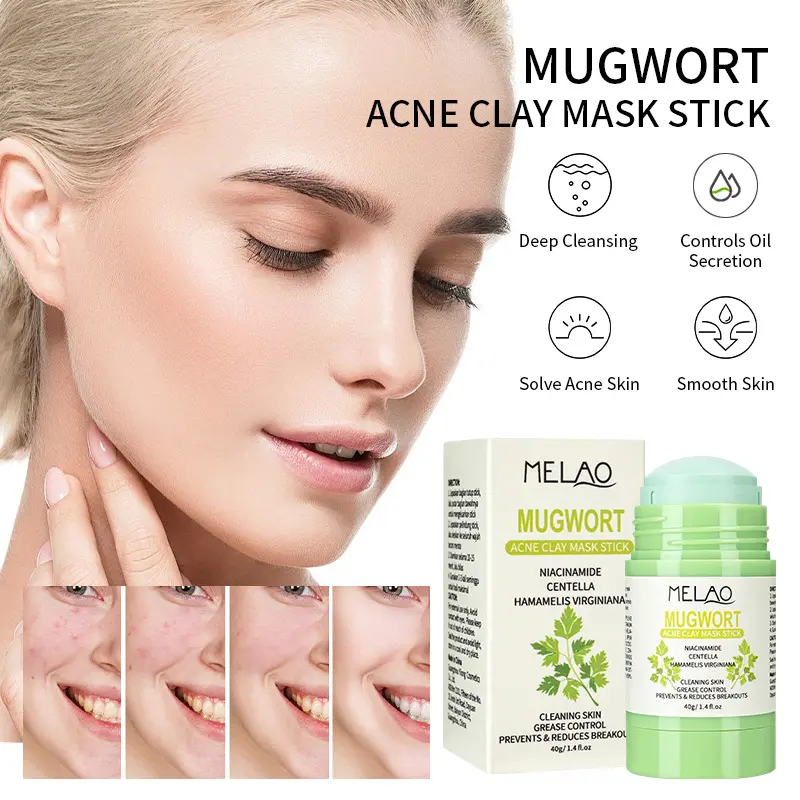 Wholesale Sensitive Skin Gentle Cleaning Repair Roll On Mud Mask Anti Acne Remove Women Mugwort Clay Mask Stick