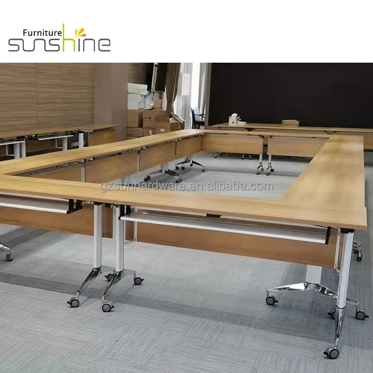 חם מכירות מתכת ריהוט משרדי ובית הספר שולחן פשוט סגנון מתקפל אימון שולחן עם גלגל