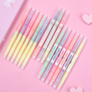 6 Color Double Eded Highlighter Cute Style 1MM and <strong>3MM</strong> <strong>Tips</strong> Easy to Color Highlighter for School Office Use - Product Image 2