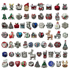 スネークチェーンロープ用ビッグホールエナメルメタルクリスマスビーズチャームクリスマスツリースノーマンビーズアクセサリーを作るDiyジュエリー