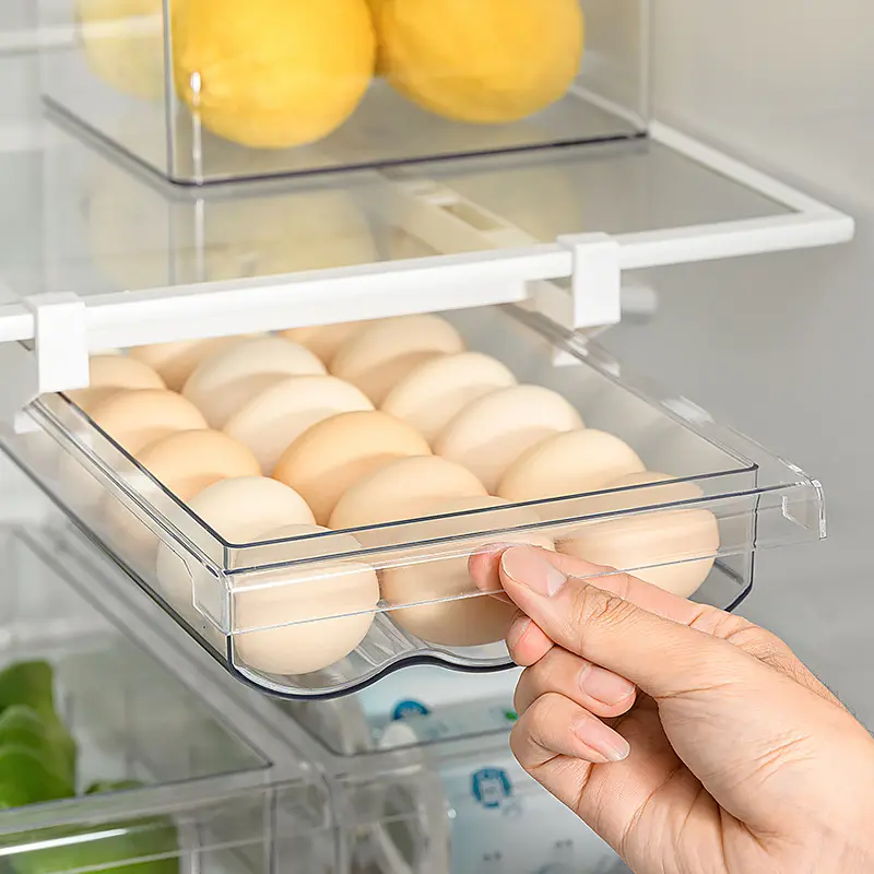 Stackable rõ ràng Pet nhựa trứng lưu trữ container cho tủ lạnh tủ đông trứng tổ chức chủ khay