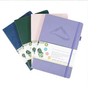 Cuaderno de tapa dura de PU A5 personalizado de alta calidad, diario de cuero con impresión en blanco con portalápices elástico, cuaderno con bolígrafo