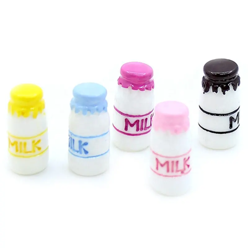 Hot Selling Kawaii 3D Resin Milk Bottle Cabochons Miniature Food Embellishments for Scrapbooking DIY Accessories
