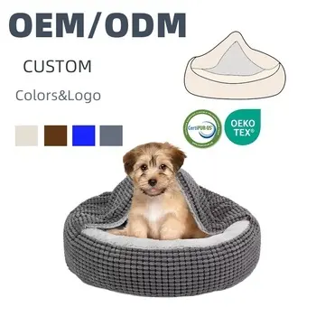 Sofá-cama luxuoso e confortável para cães, sofá-cama longo de pelúcia para animais de estimação, cobertor macio à prova d'água com travesseiro para dormir, ideal para animais de estimação