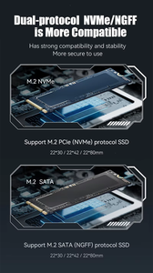 RGB Portable 10Gbps M.2 NVME SSD Case Aluminum 2-in-<strong>1</strong> Cable with USB and Type-C Supports 4TB External Hard Drive <strong>Enclosure</strong>