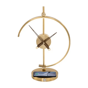 Modern Design Golden <strong>Time</strong> Clock Table <strong>Lamp</strong> LED Light Source Wireless Alarm Hot Sale Factory for Office Use Touch Table Charging - Product Image 6