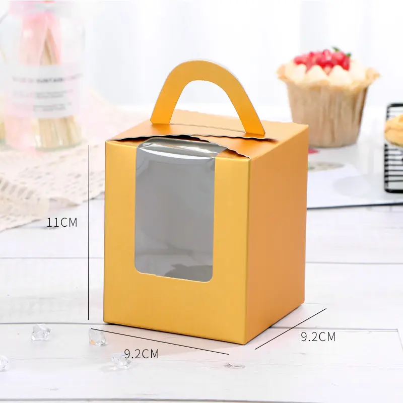 Cajas de embalaje de papel de alimentos para cupcakes, 1 unidad, se acepta logotipo personalizado, con ventana transparente