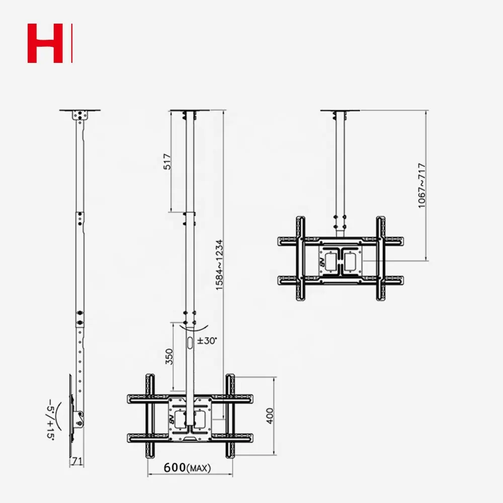 Venta al por mayor de alta capacidad de carga/Material de metal 32 pulgadas soporte Lcd precio de fábrica soporte de pared de TV fijo