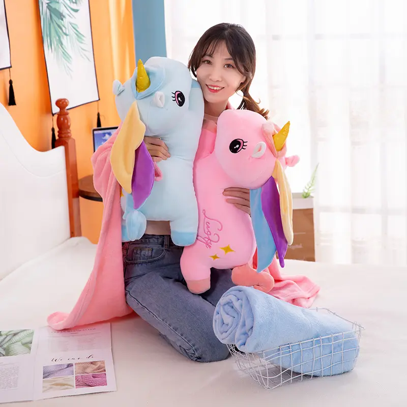 Aifei đồ chơi Internet người nổi tiếng Unicorn Đệm gối chăn mùa đông hai trong một văn phòng Nap Xe Điều hòa không khí chăn