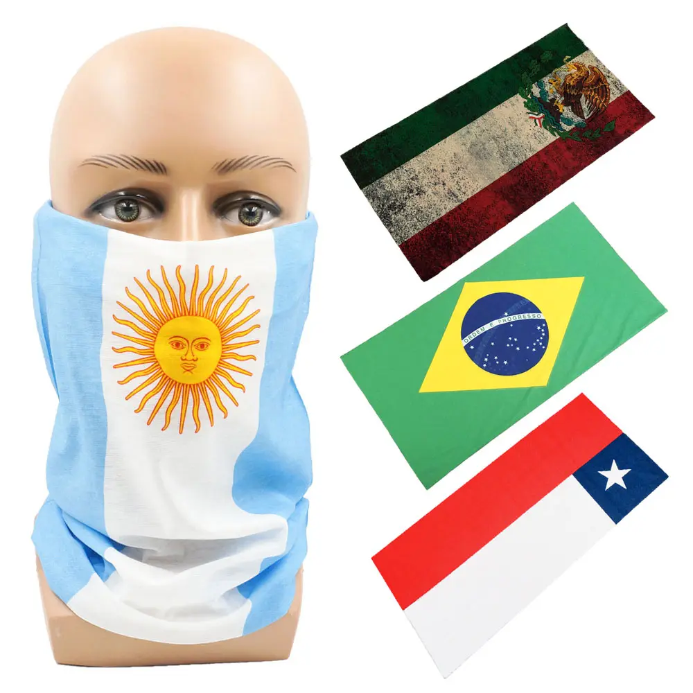 México/Argentina/Brasil/Chile banderas nacionales de América Latina protectores faciales sin costuras Bandana tubo multifuncional cuello polaina bufanda