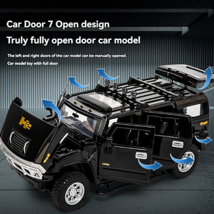 Diecast Model Car <strong>1</strong>:24 <strong>hummer</strong> H2 with Sound and Light Pullback Door Open Decorate Collect Metal Car Mode - Product Image 3