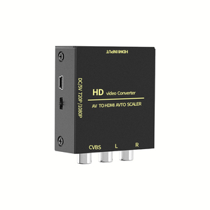 Carcasa de metal negro mini1080p, ENTRADA AV RCA a salida HDMI, adaptador de caja de vídeo para portátil, PS4, X-BOX, DVD, cámara VCR